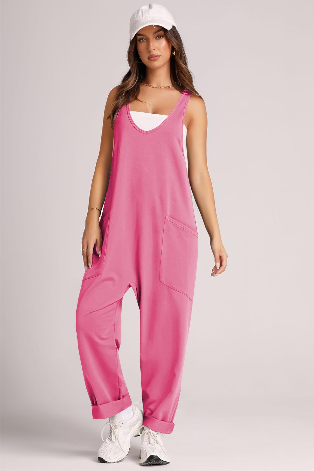 Buy hot-pink Lovelet Wide Strap Jumpsuit with Pockets