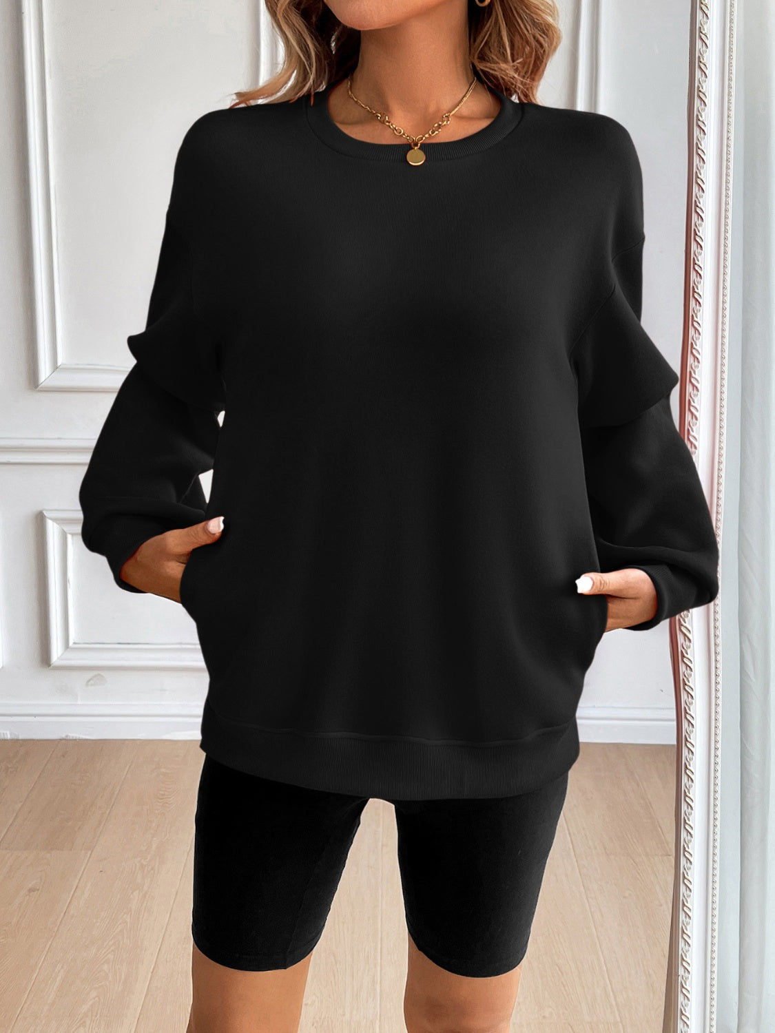 Buy black Ivy Lane Round Neck Long Sleeve Sweatshirt