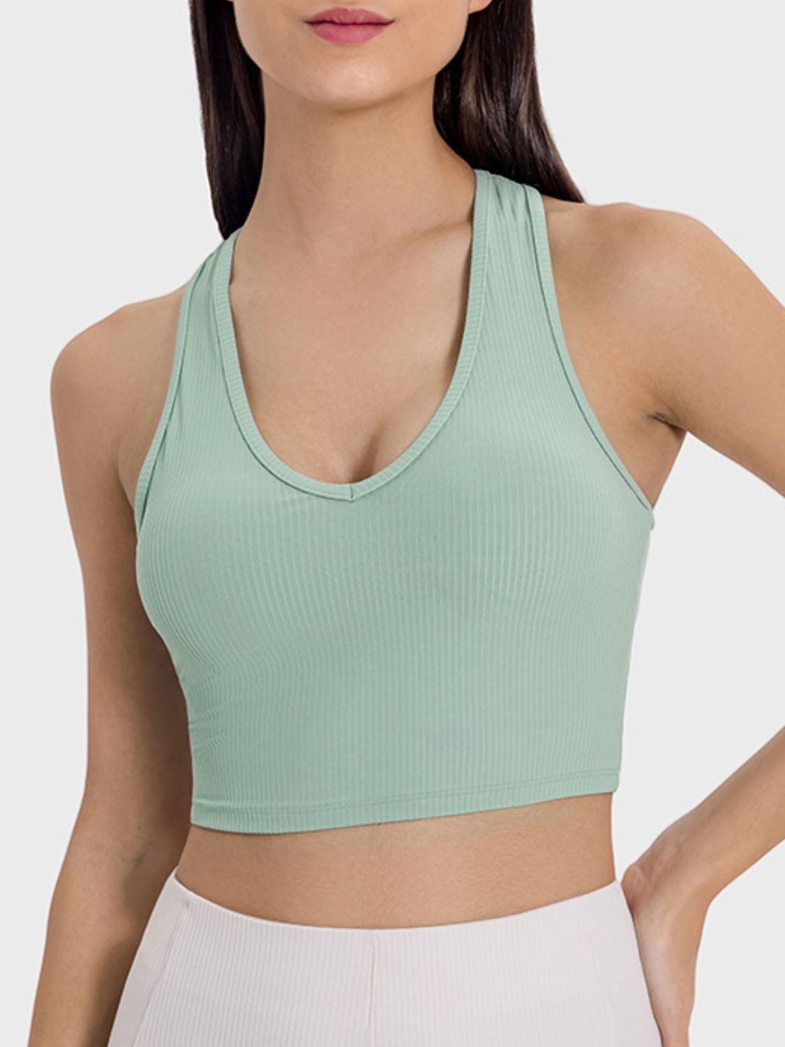 Buy gum-leaf Millennia Scoop Neck Wide Strap Active Tank