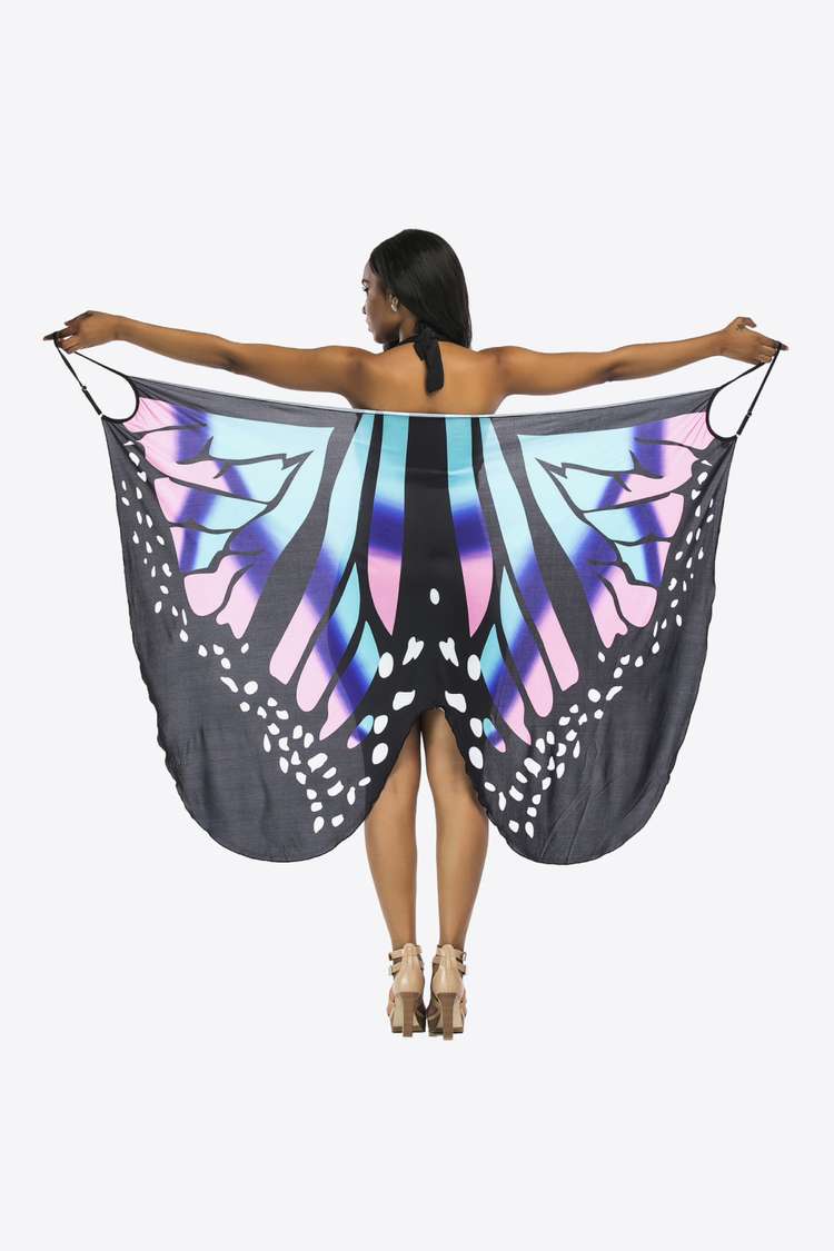 Buy blue Butterfly Spaghetti Strap Cover Up