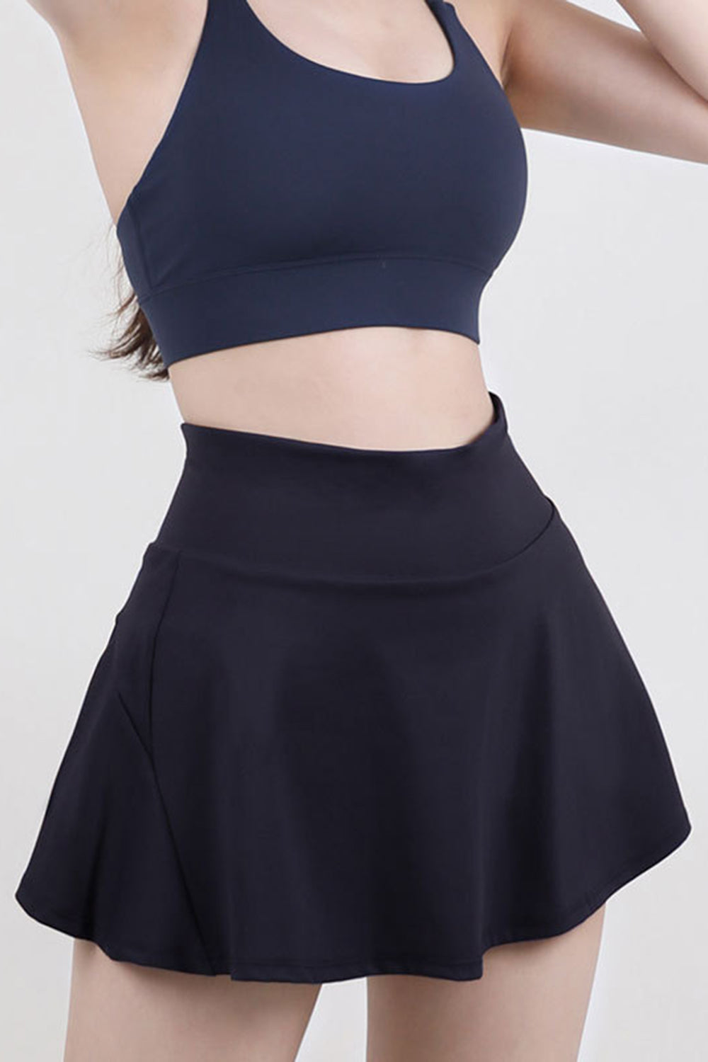 Buy black High Waist Pleated Active Skirt