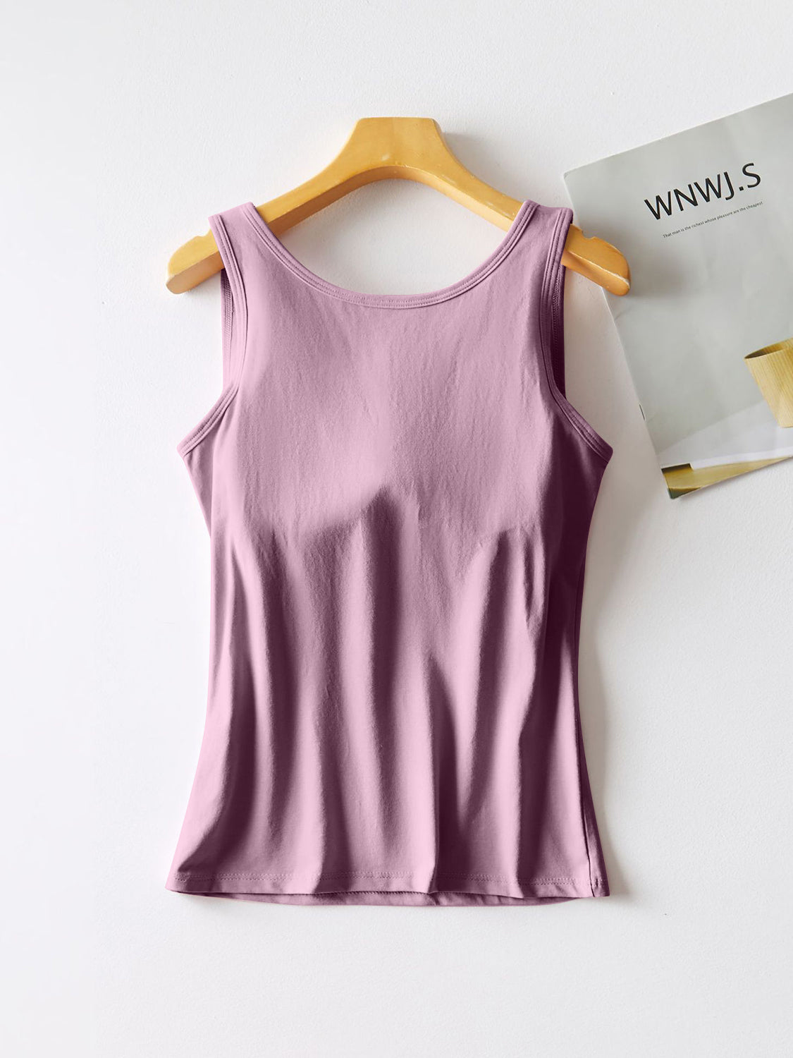 Buy lilac Round Neck Tank with Bra