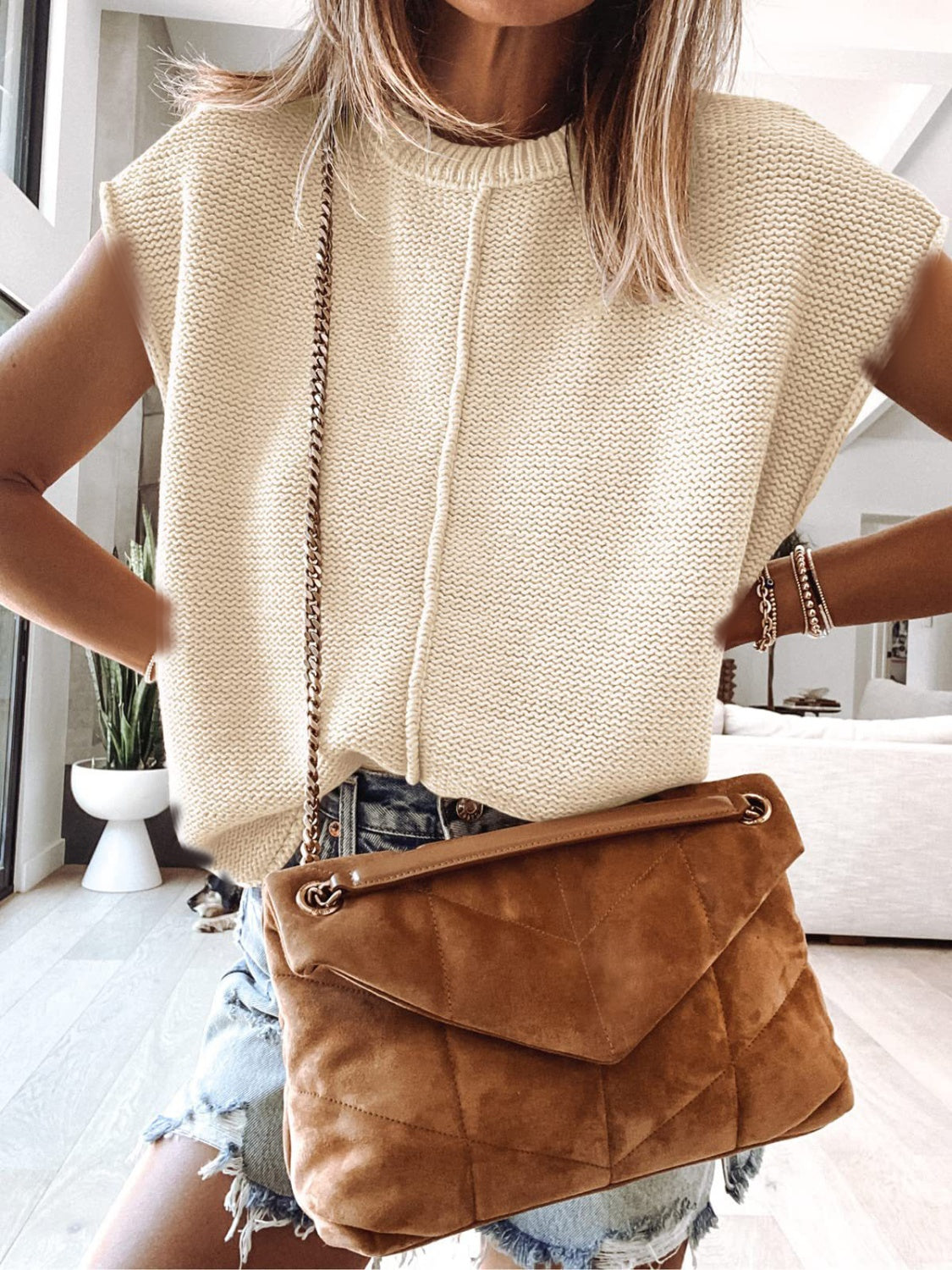 Buy ivory Cap Sleeve Sweater Vest