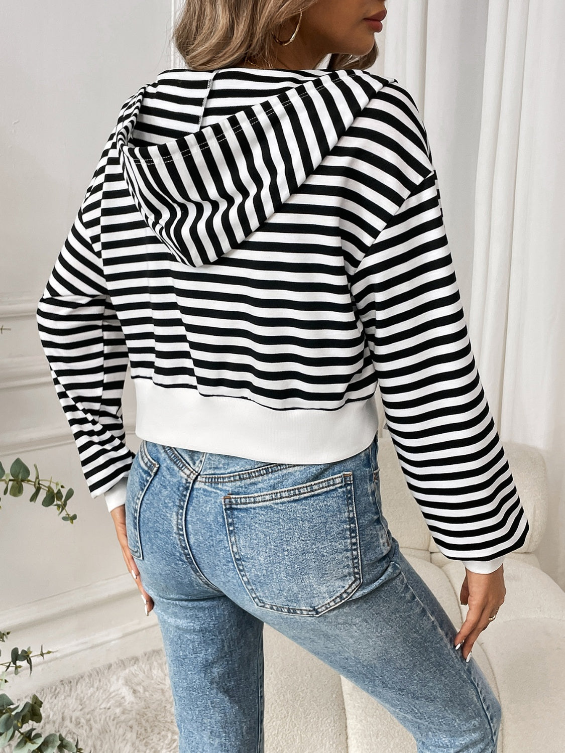 Striped Zip Up Long Sleeve Jacket