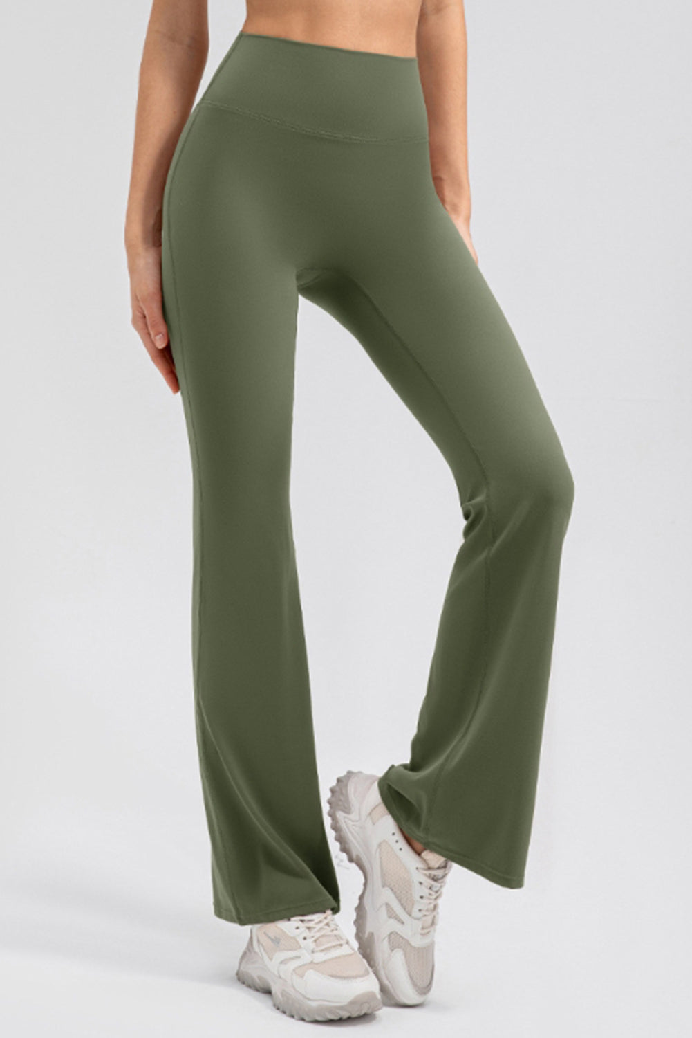 Buy matcha-green High Waist Straight Active Pants