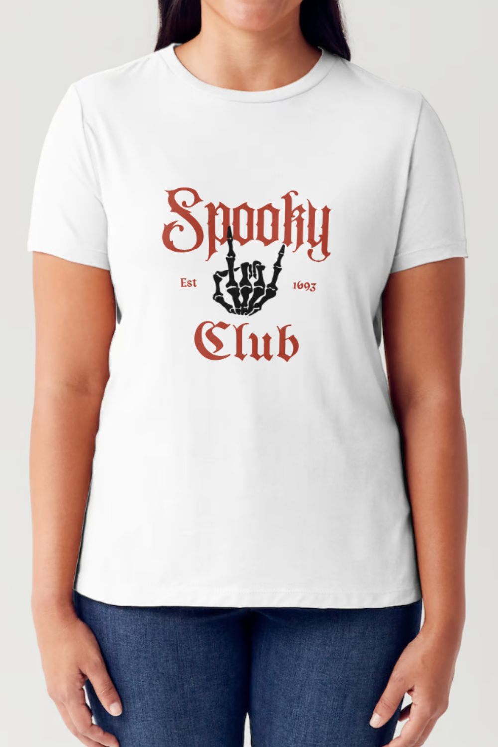 Buy white Simply Love Full Size SPOOKY CLUB Short Sleeve Tubular T-Shirt