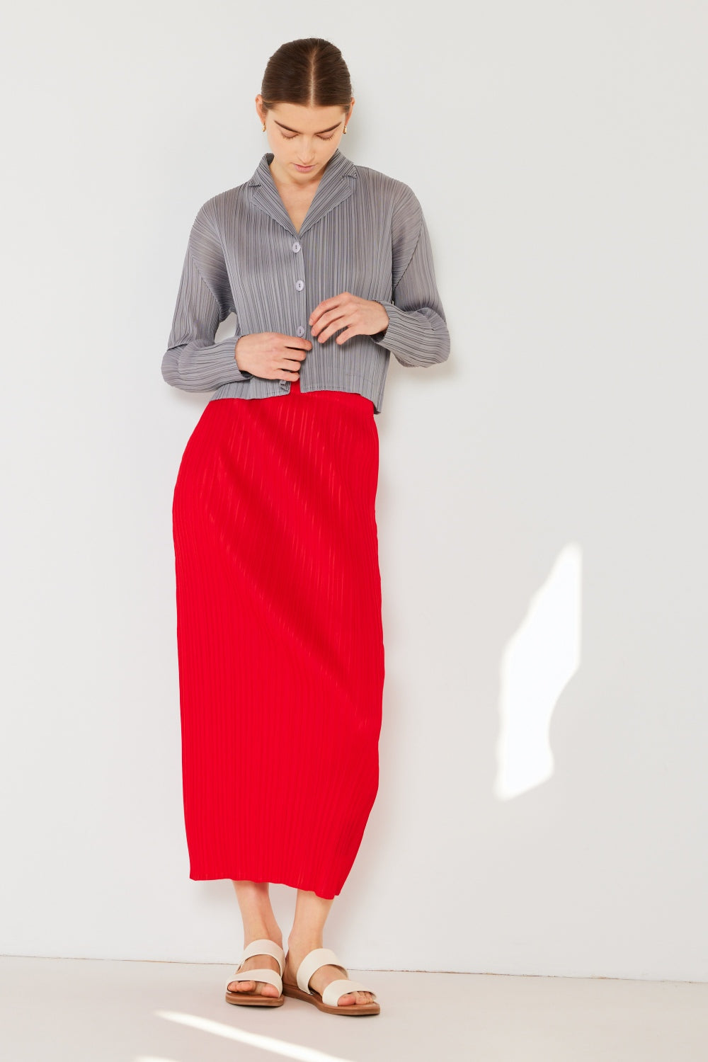 Buy red Marina West Swim Pleated Midi Pencil Skirt