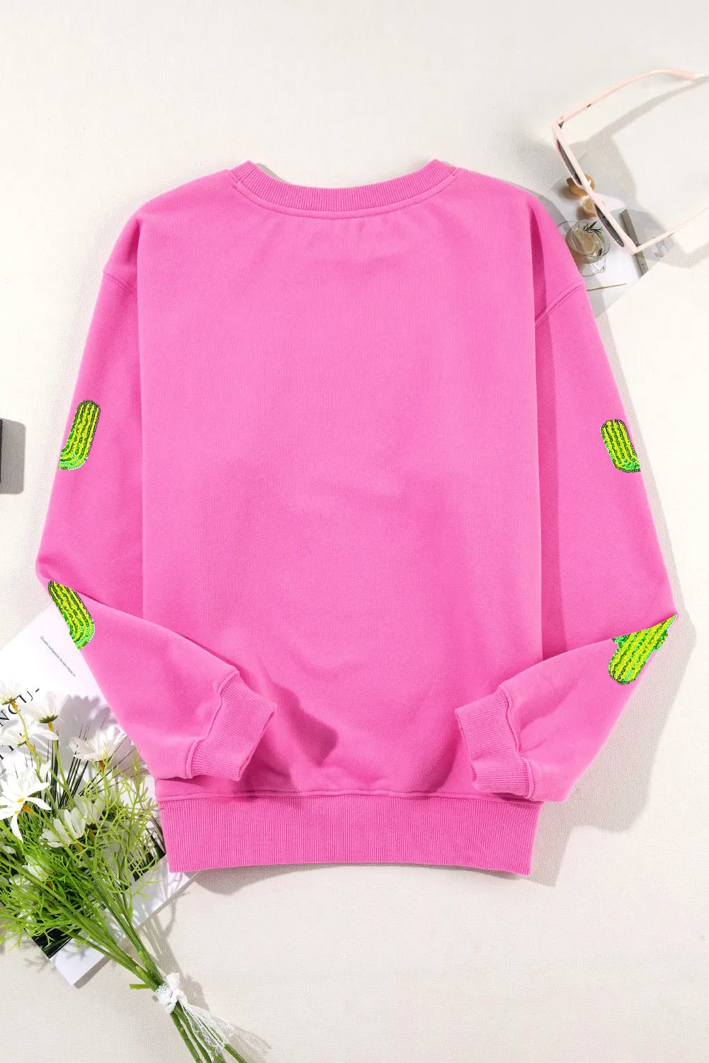 Sequin Cactus Long Sleeve Sweatshirt