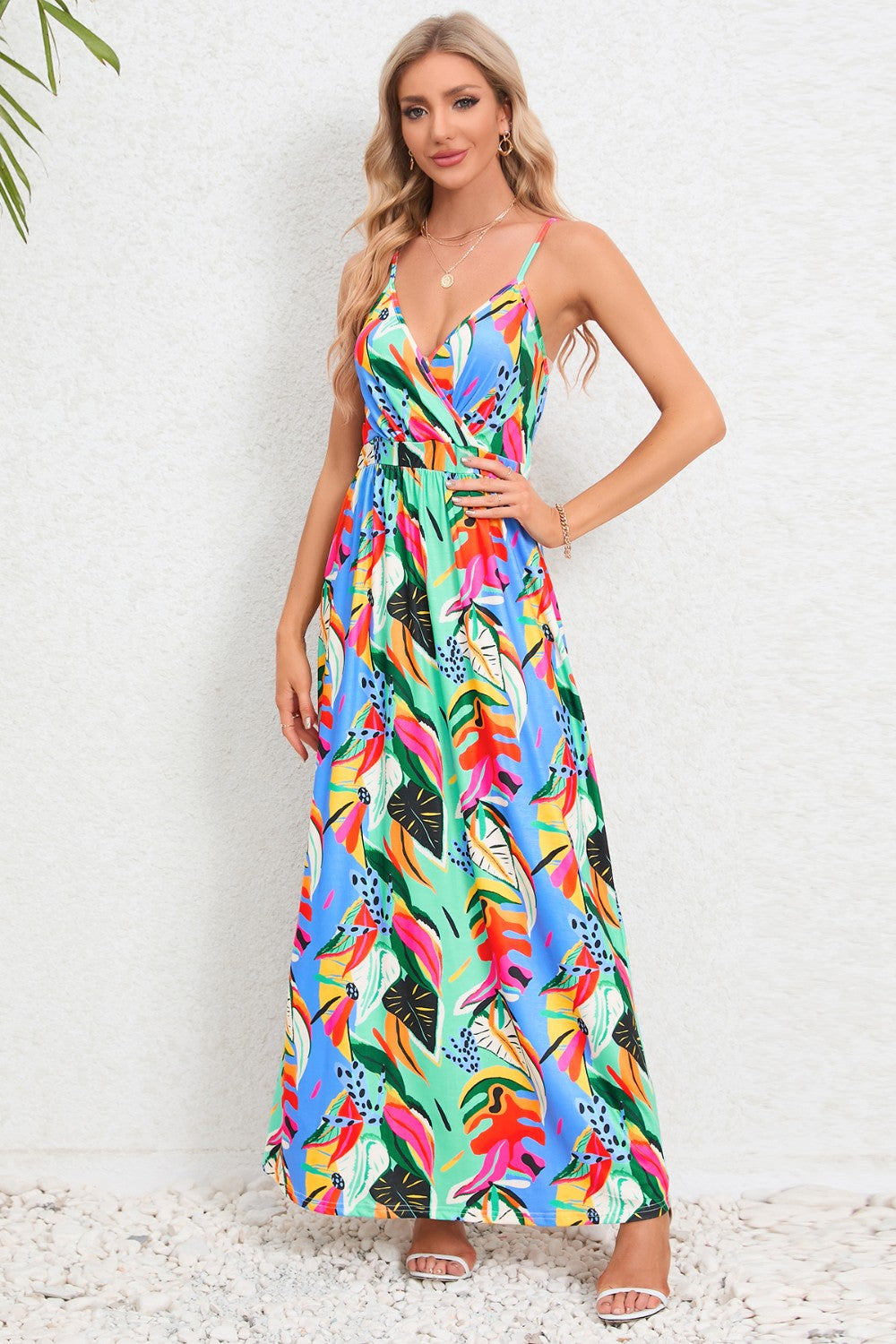 Buy light-green Printed Surplice Maxi Cami Dress