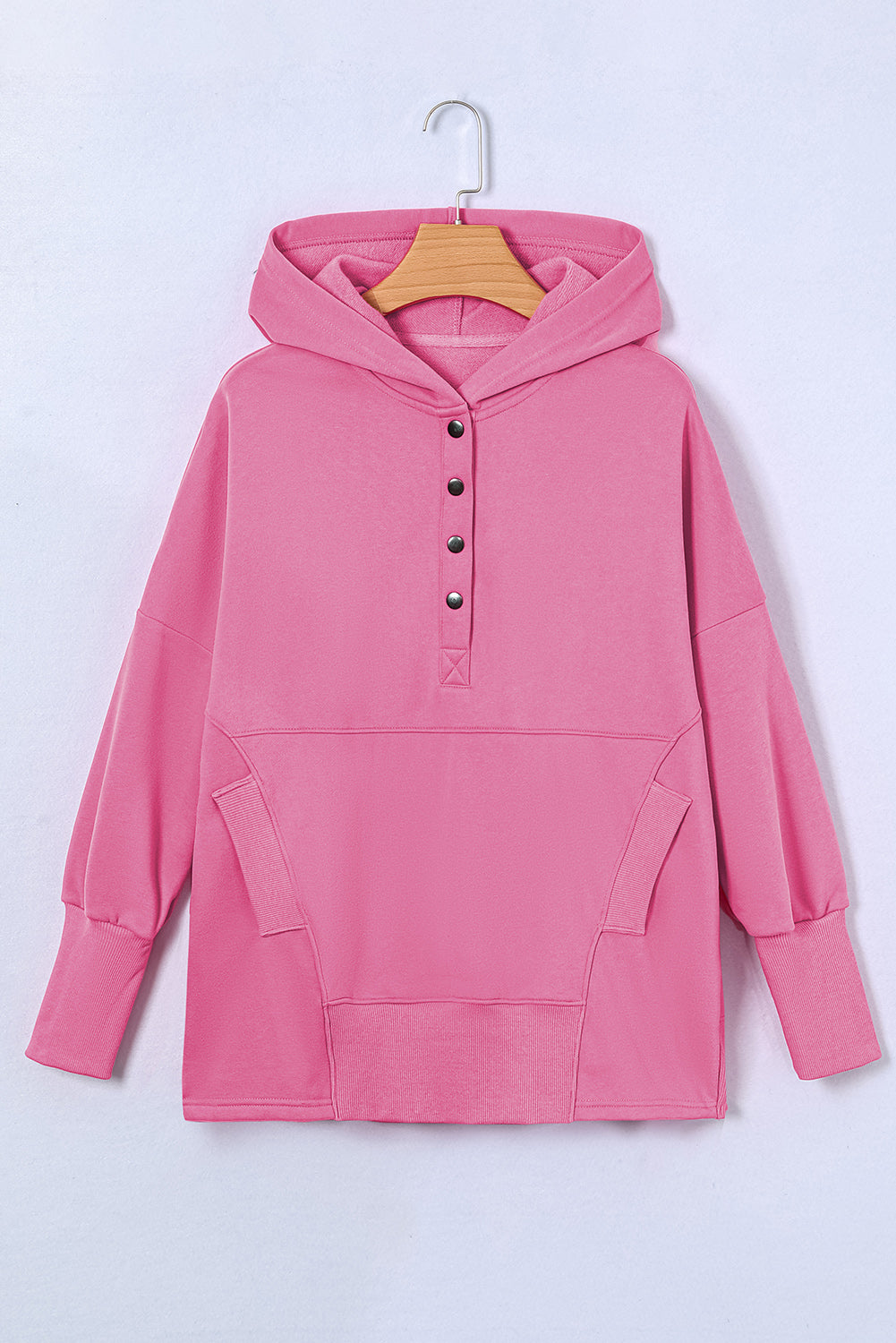 Buy pink Quarter-Snap Dropped Shoulder Hoodie