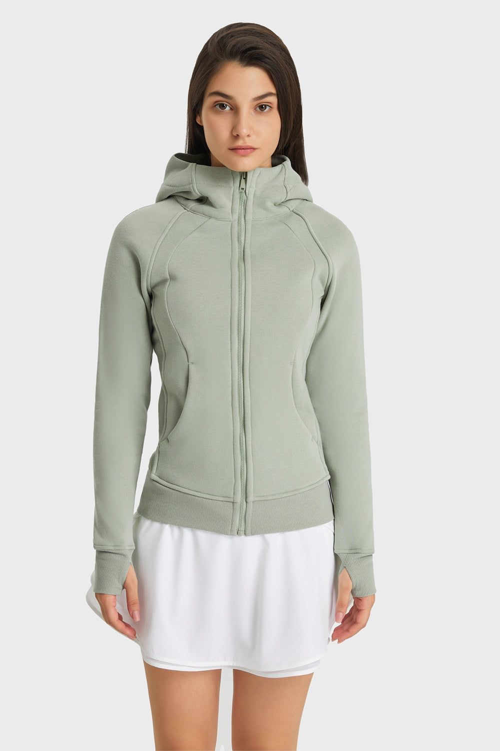 Buy green Millennia Zip Up Seam Detail Hooded Sports Jacket