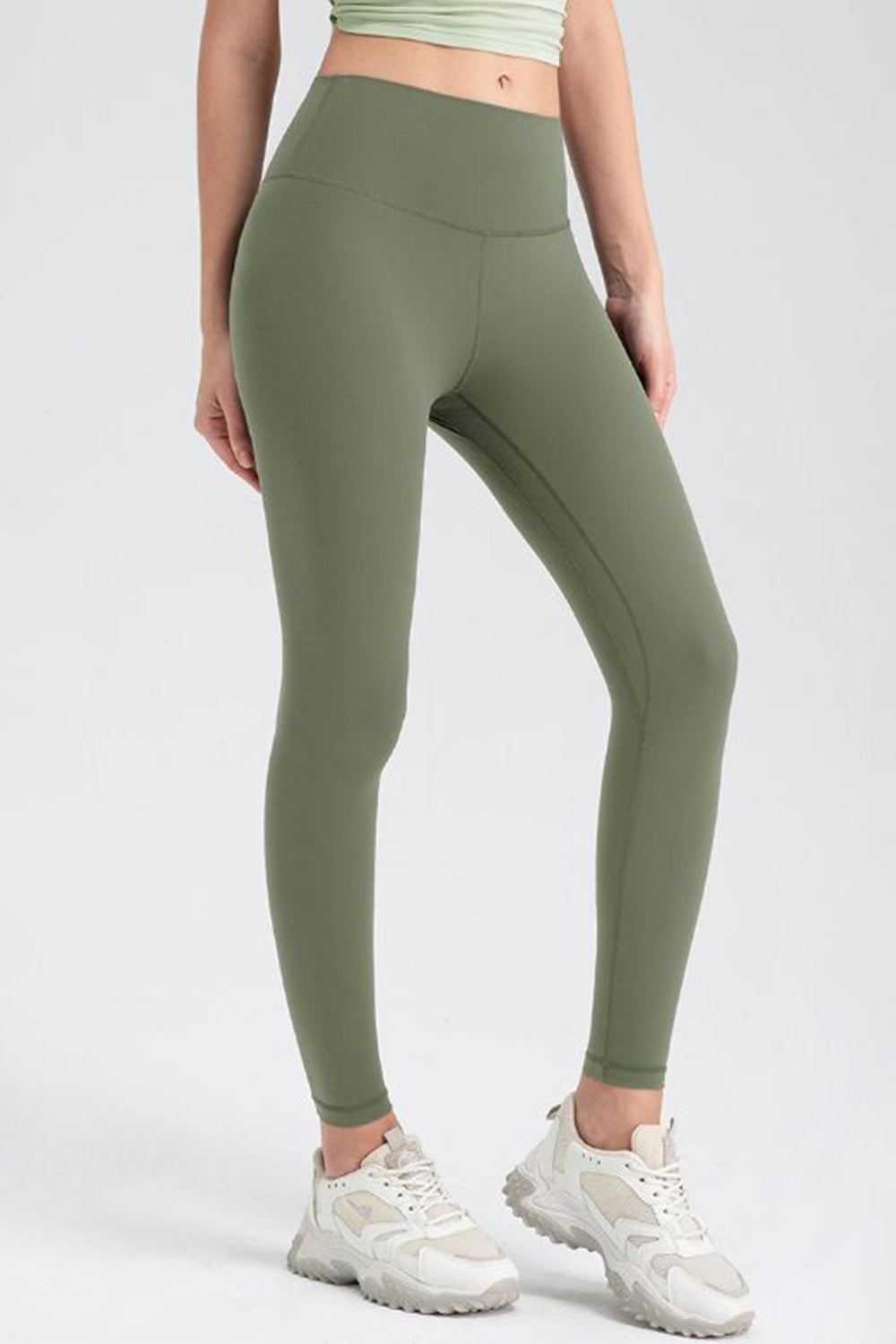 Buy matcha-green Wide Waistband Slim Fit Active Leggings