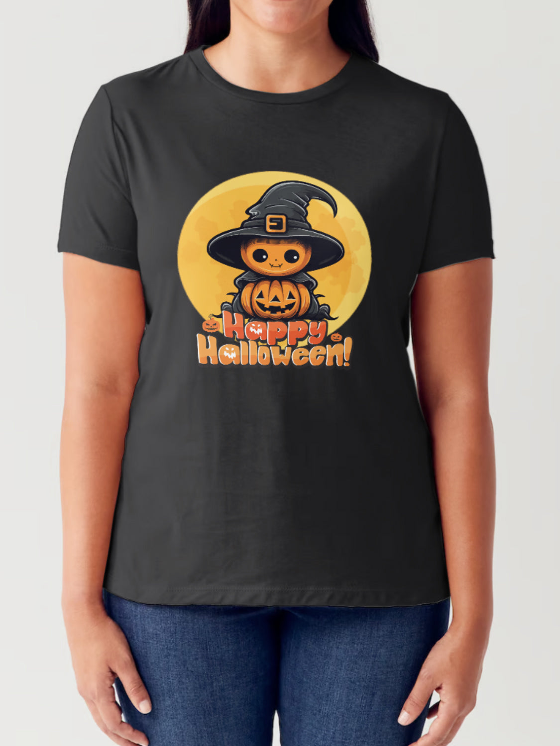 Buy black Simply Love Full Size HAPPY HALLOWEEN Short Sleeve Tubular T-Shirt