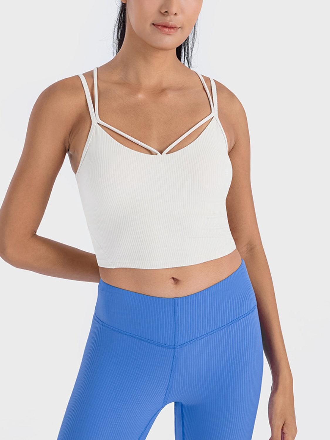 Buy white Millennia Double Strap Ribbed Sports Cami