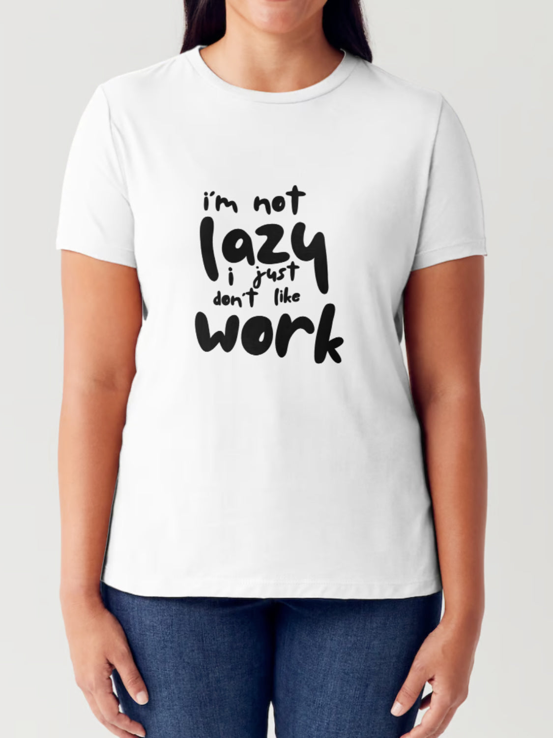 Buy white Simply Love Full Size I&#39;M NOT LAZY I JUST DON&#39;T LIKE WORK Letter Graphic Short Sleeve Tubular T-Shirt