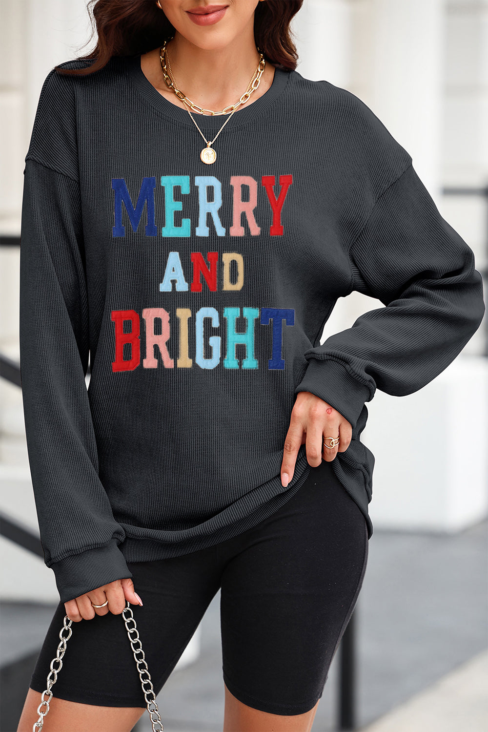 Buy black MERRY AND BRIGHT Graphic Sweatshirt