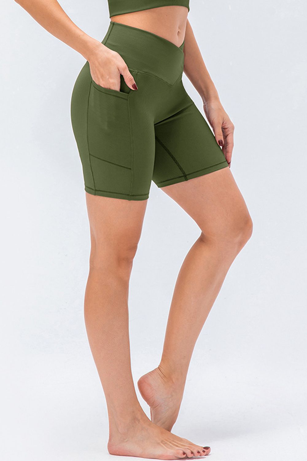 Buy matcha-green Slim Fit V-Waistband Sports Shorts