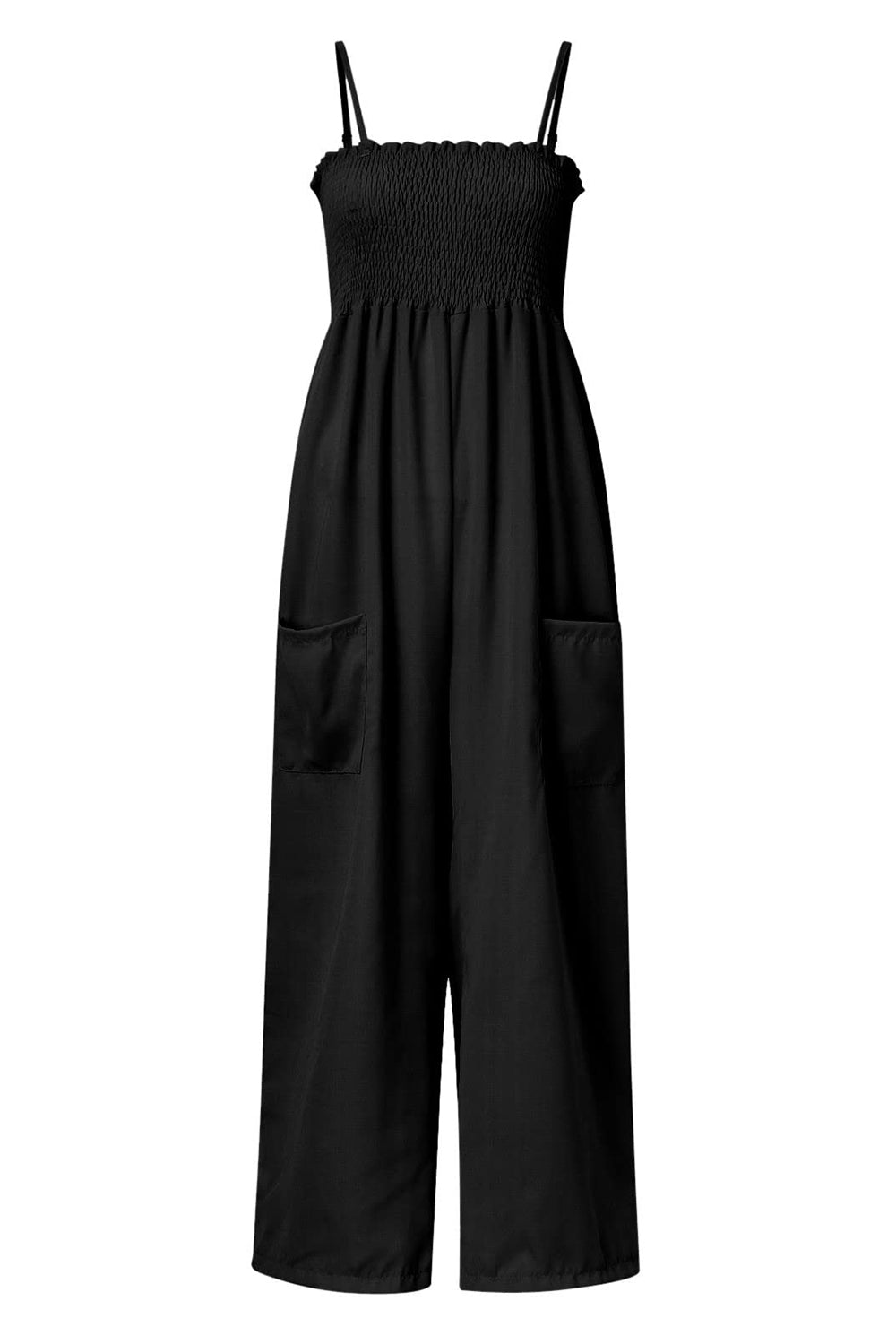 Smocked Spaghetti Strap Wide Leg Jumpsuit