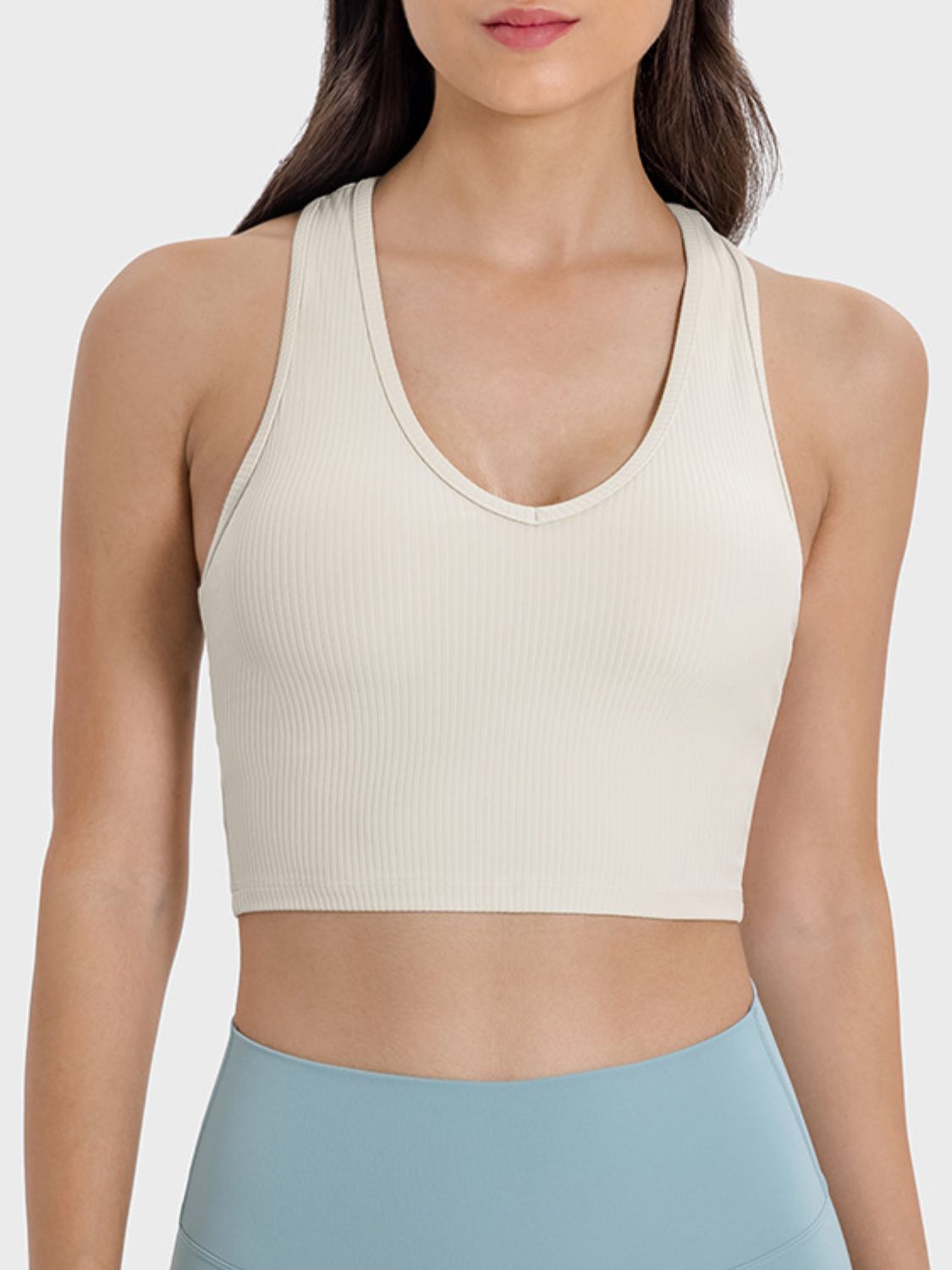 Buy beige Millennia Scoop Neck Wide Strap Active Tank