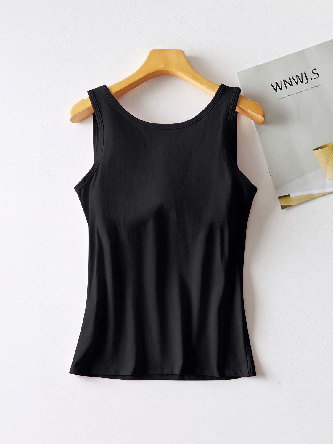 Buy black Round Neck Tank with Bra