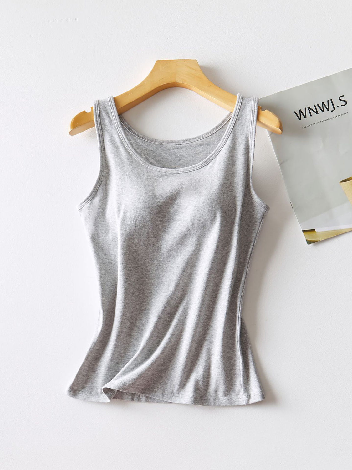 Buy gray Round Neck Tank with Bra