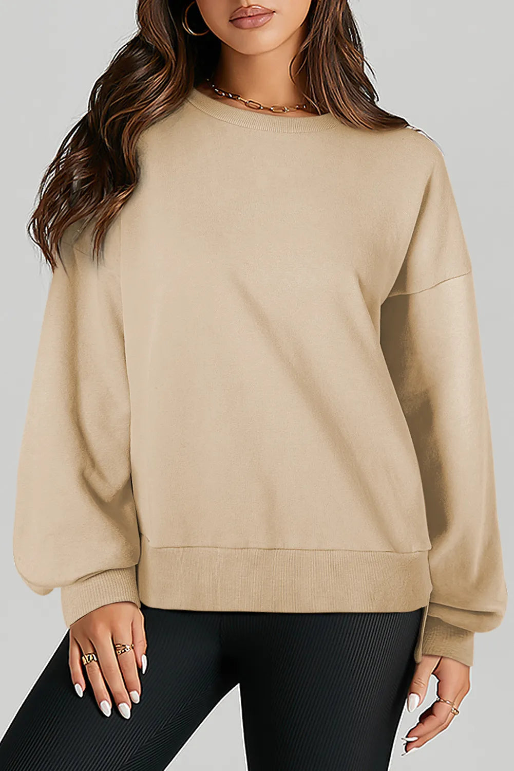 Buy dust-storm High-Low Round Neck Long Sleeve Sweatshirt