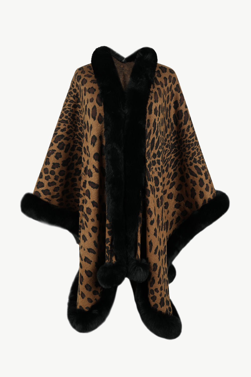 Buy terracotta Leopard Open Front Poncho