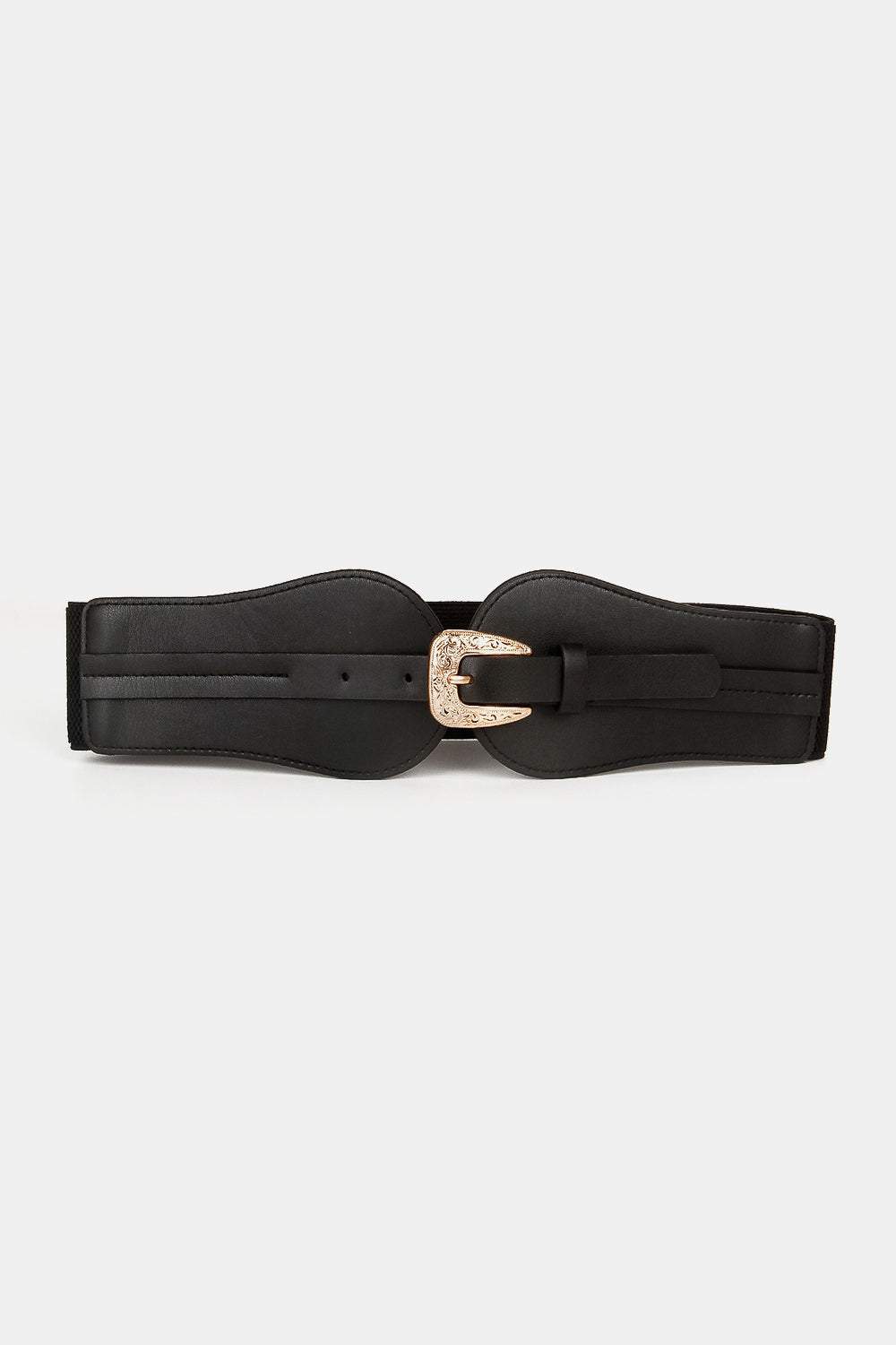 Buy black Wide Elastic Belt with Alloy Buckle