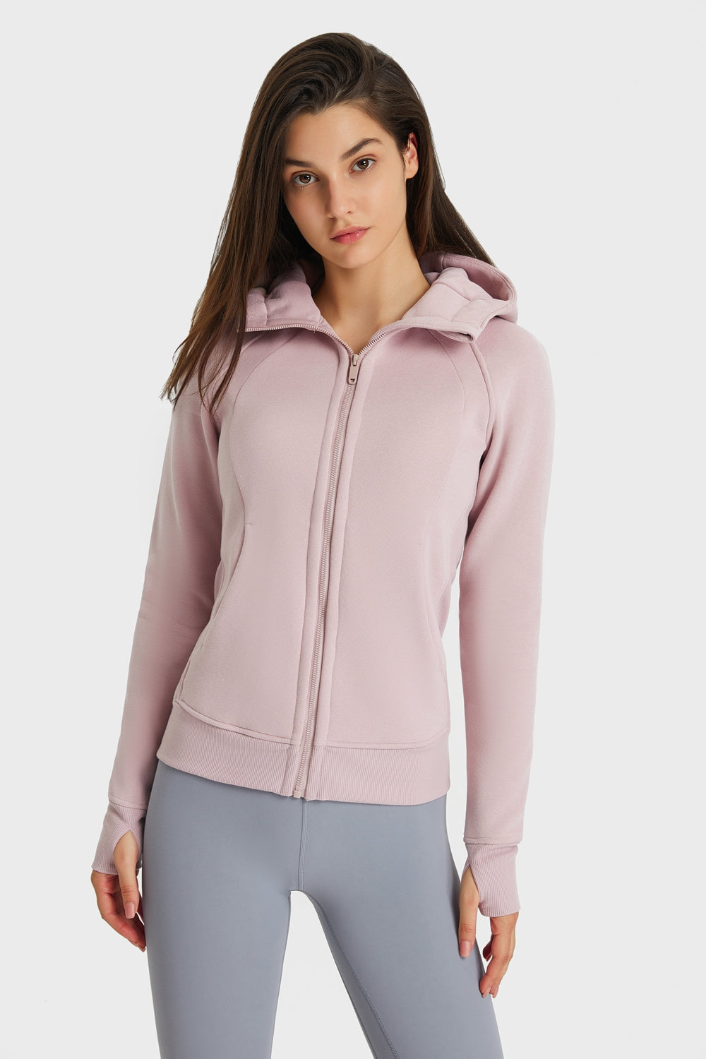 Buy light-pink Millennia Zip Up Seam Detail Hooded Sports Jacket