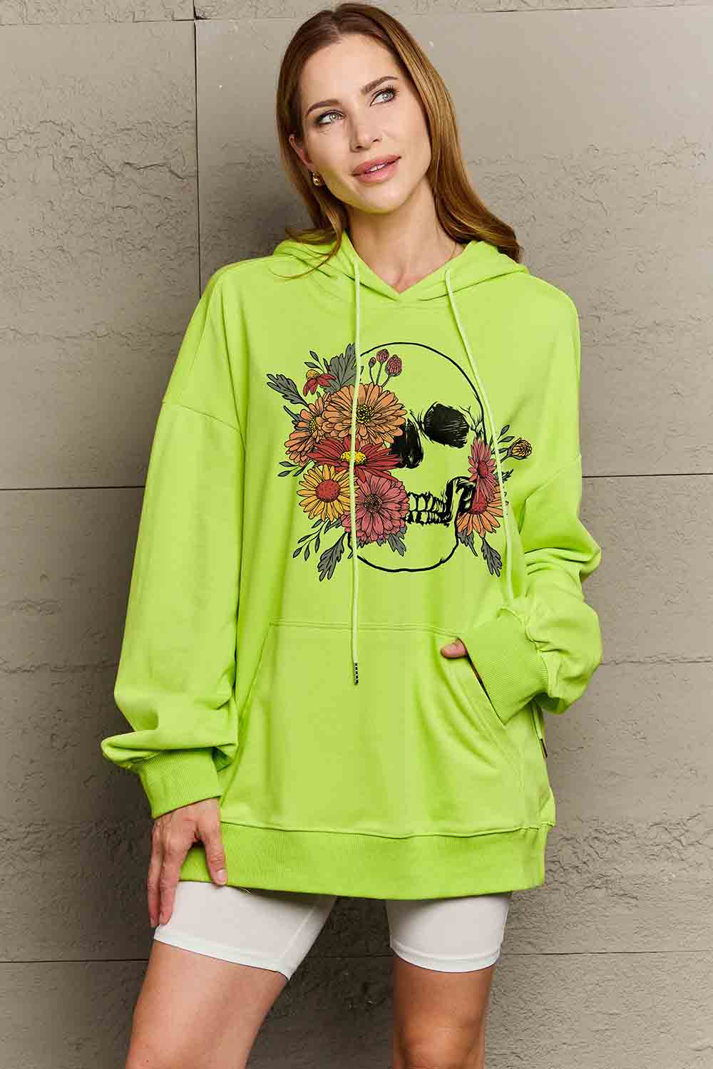 Simply Love Simply Love Full Size Floral Skull Graphic Hoodie