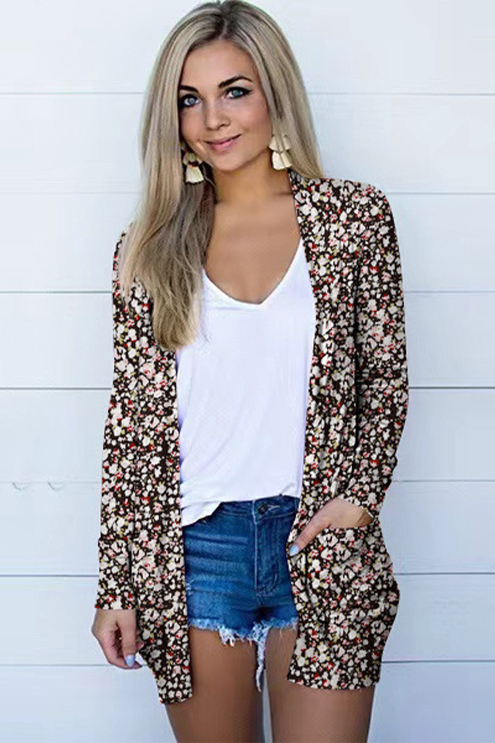 Buy black Printed Long Sleeve Cardigan