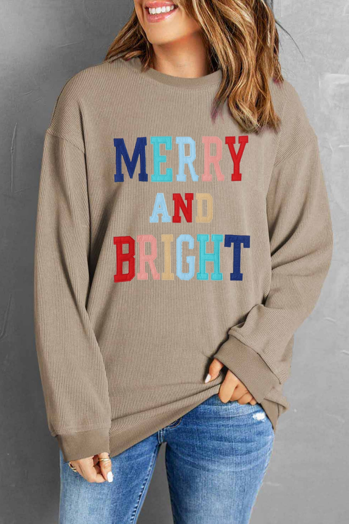 Buy camel MERRY AND BRIGHT Graphic Sweatshirt