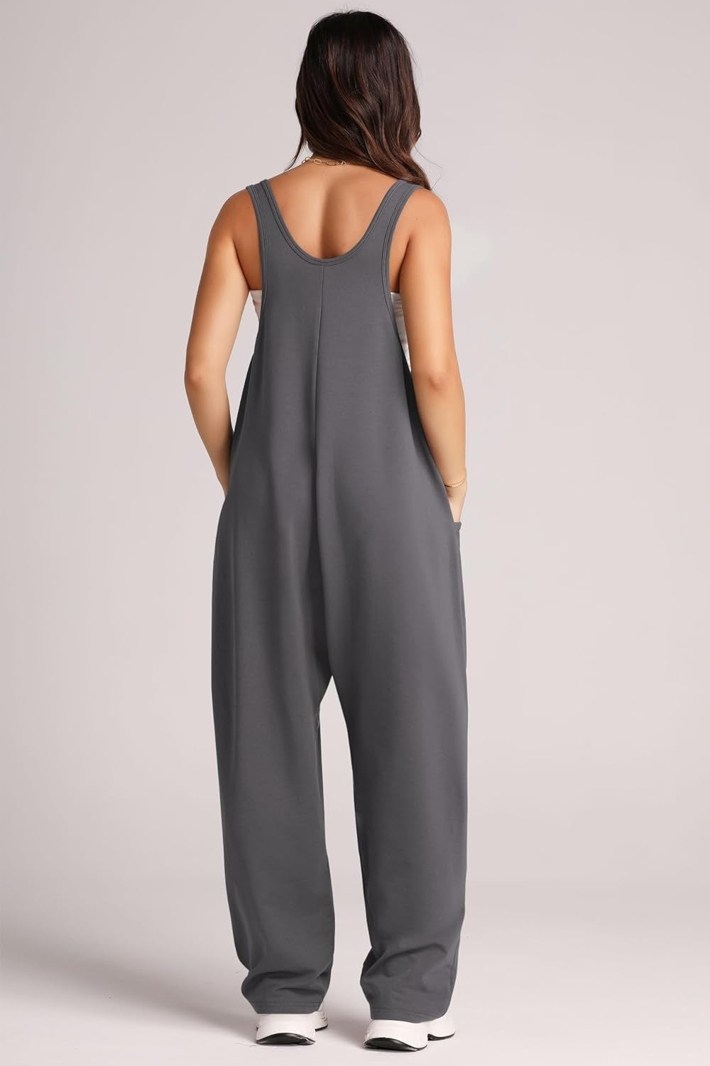 Buy dark-gray Lovelet Wide Strap Jumpsuit with Pockets