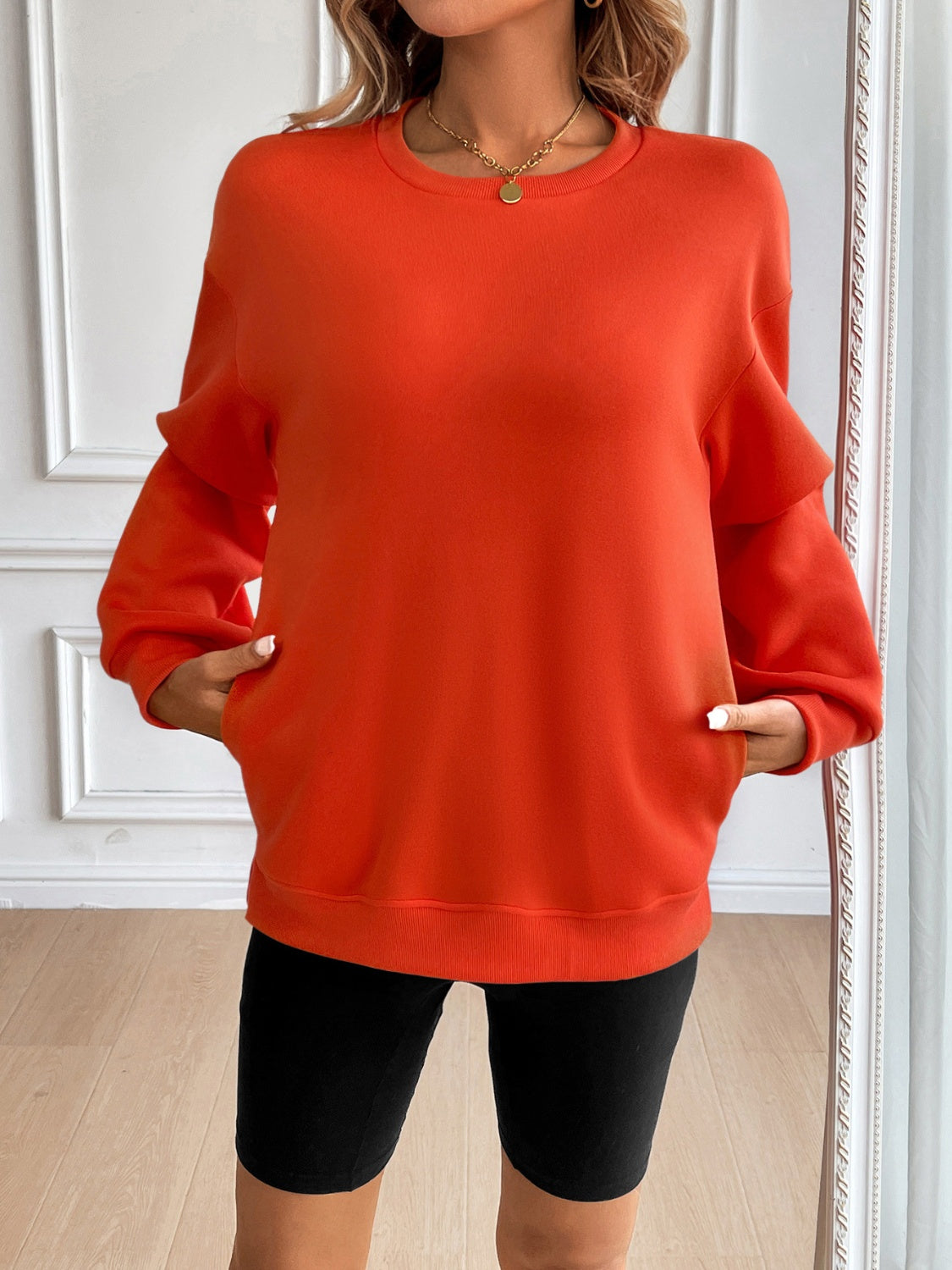 Buy orange Ivy Lane Round Neck Long Sleeve Sweatshirt