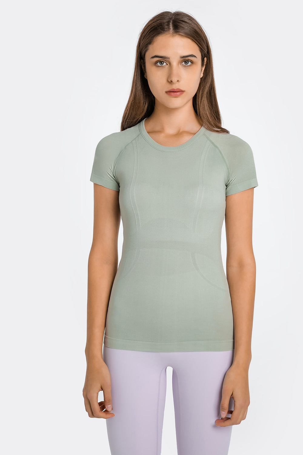 Buy sage Millennia Round Neck Short Sleeve Active T-Shirt