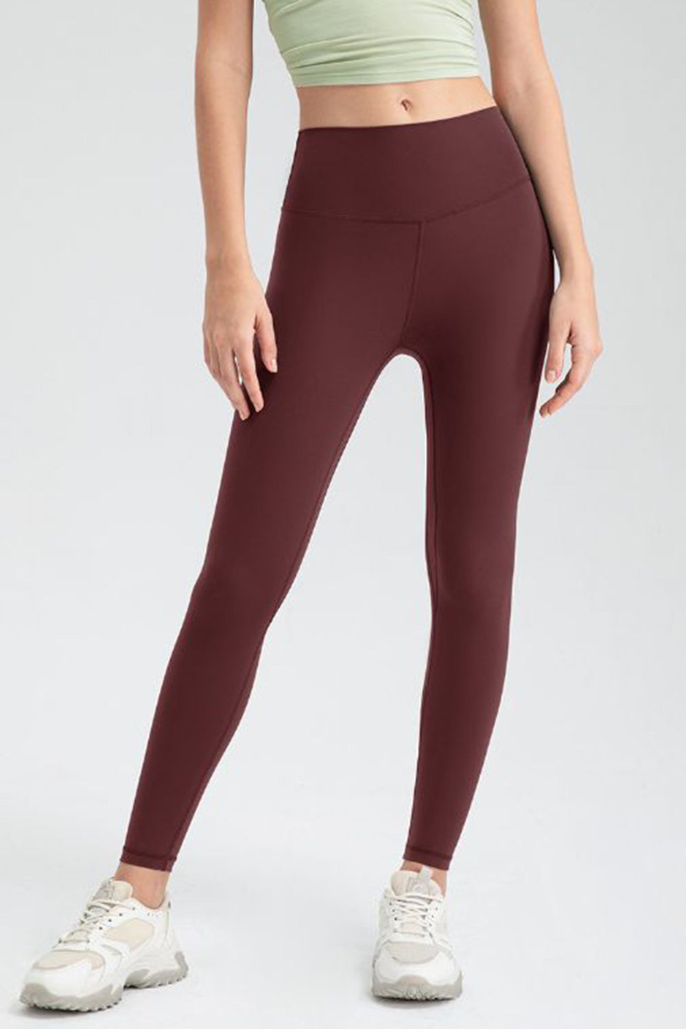 Buy wine Wide Waistband Slim Fit Active Leggings