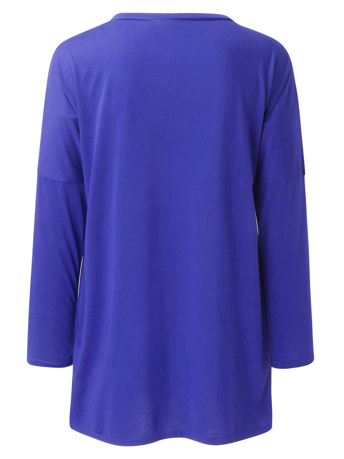 Buy royal-blue Full Size Round Neck Long Sleeve T-Shirt