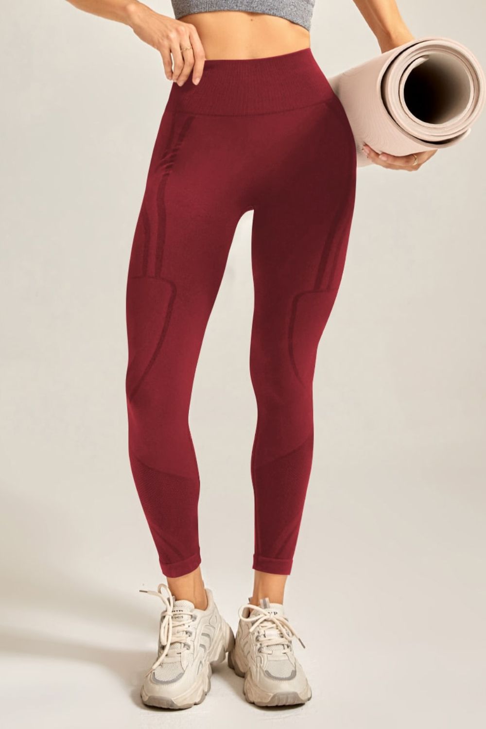 Buy wine Wide Waistband Long Active Pants