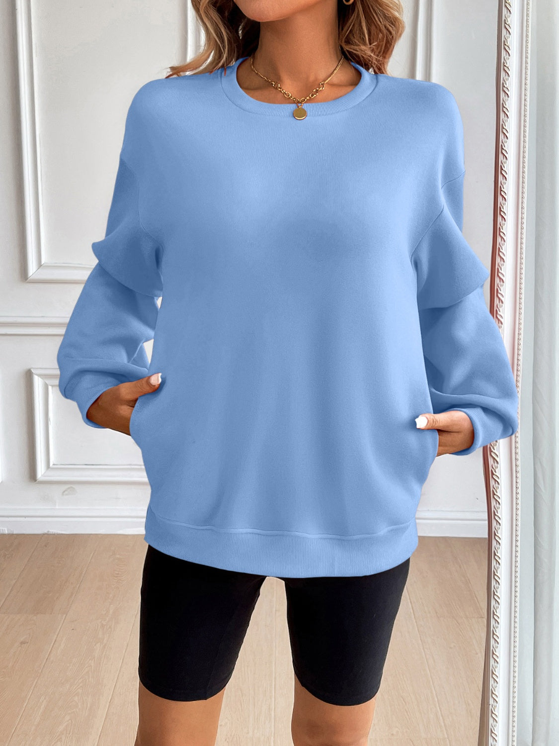 Buy light-blue Ivy Lane Round Neck Long Sleeve Sweatshirt