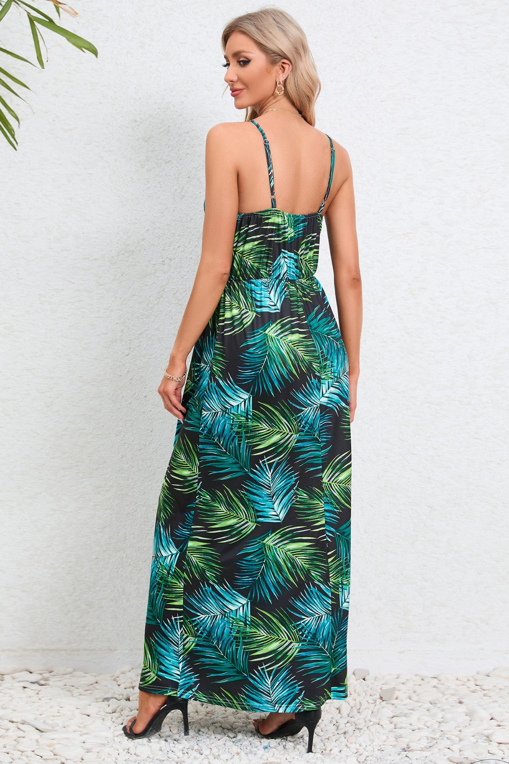 Printed Surplice Maxi Cami Dress