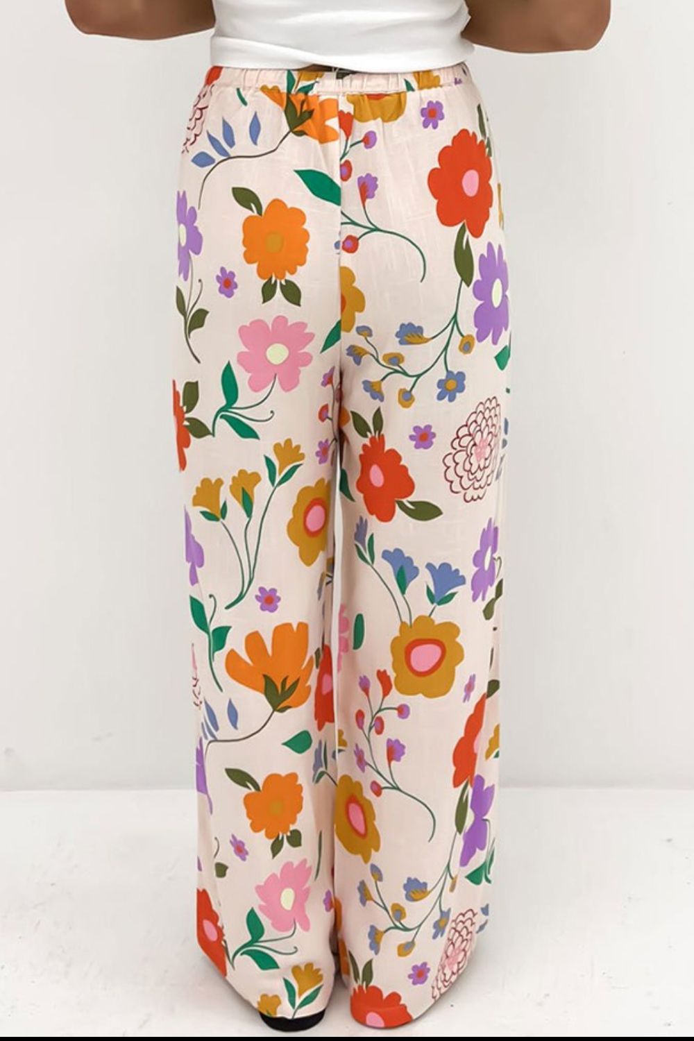 Drawstring Printed Pants with Pockets