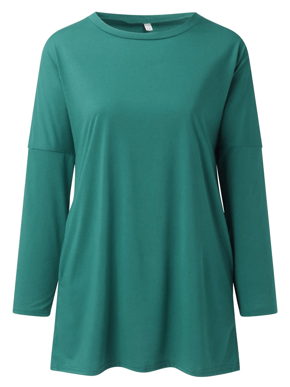 Buy teal Full Size Round Neck Long Sleeve T-Shirt